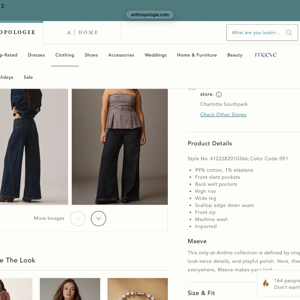 Maeve Scallop-Edge High-Rise Wide-Leg Jeans Maeve size 26p - Picture 9 of 9
